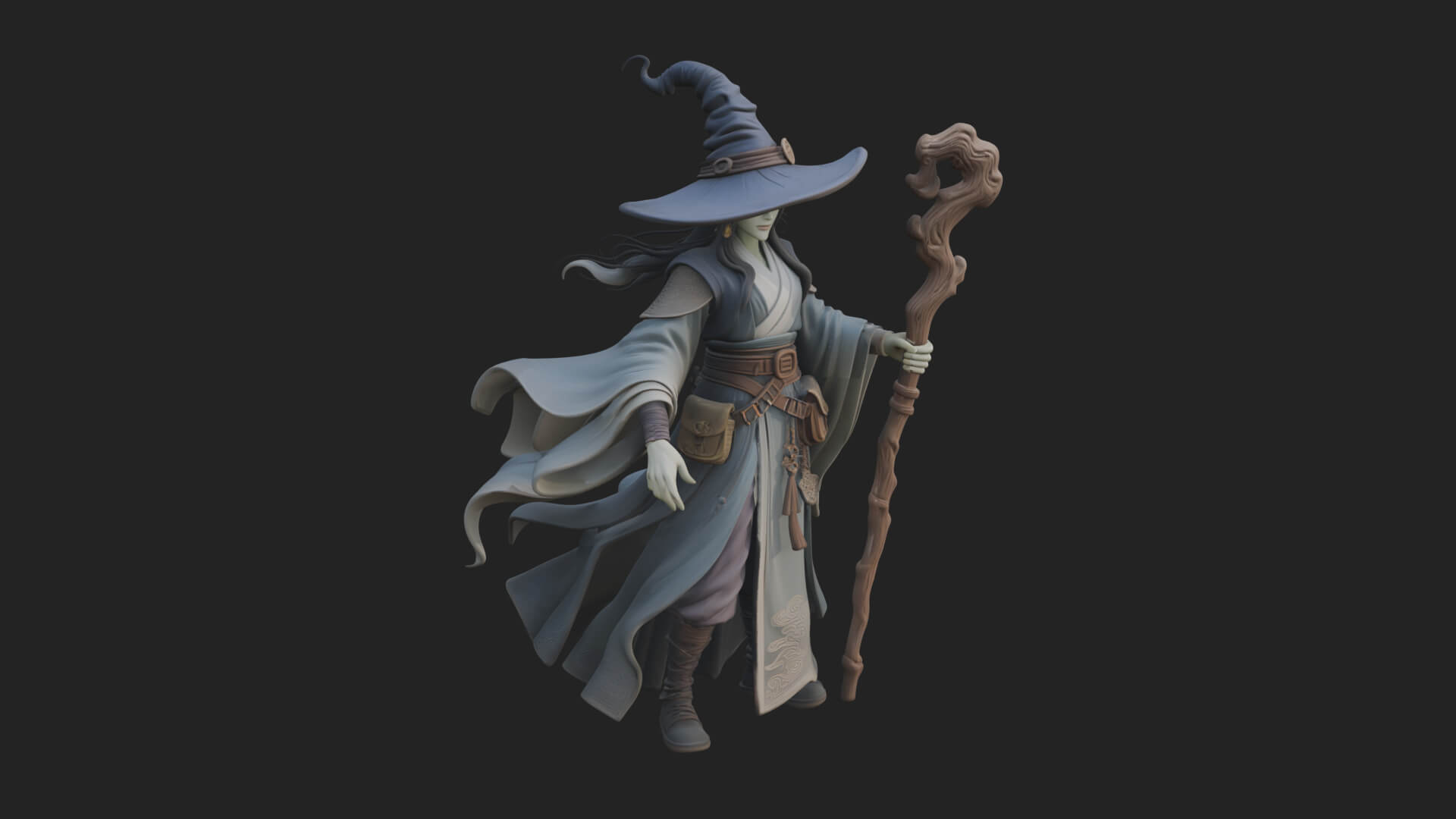 Witch Hat Sorcerer Statue Design 9 3D Print Model 3D Model
