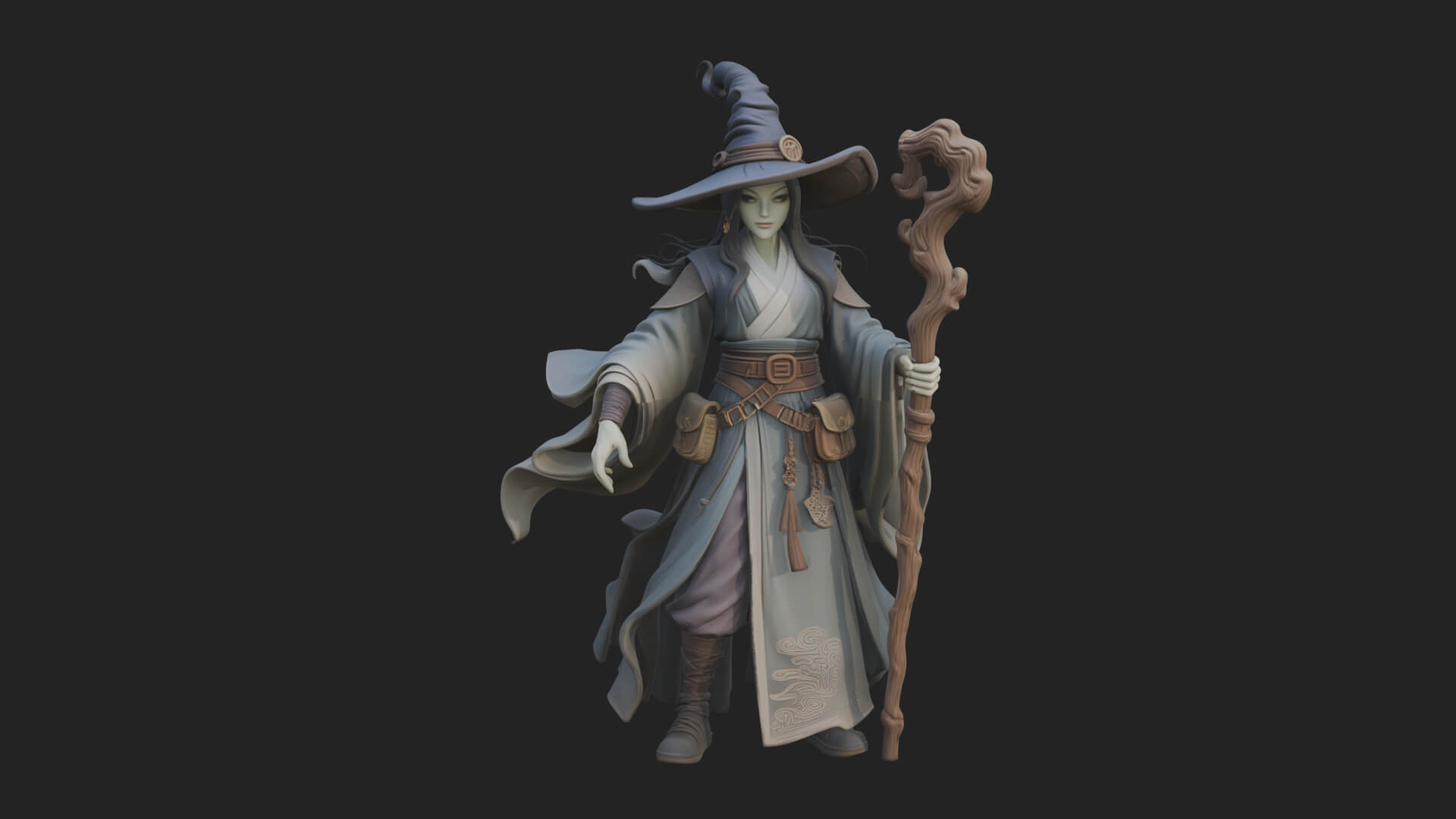 Witch Hat Sorcerer Statue Design 9 3D Print Model 3D Model