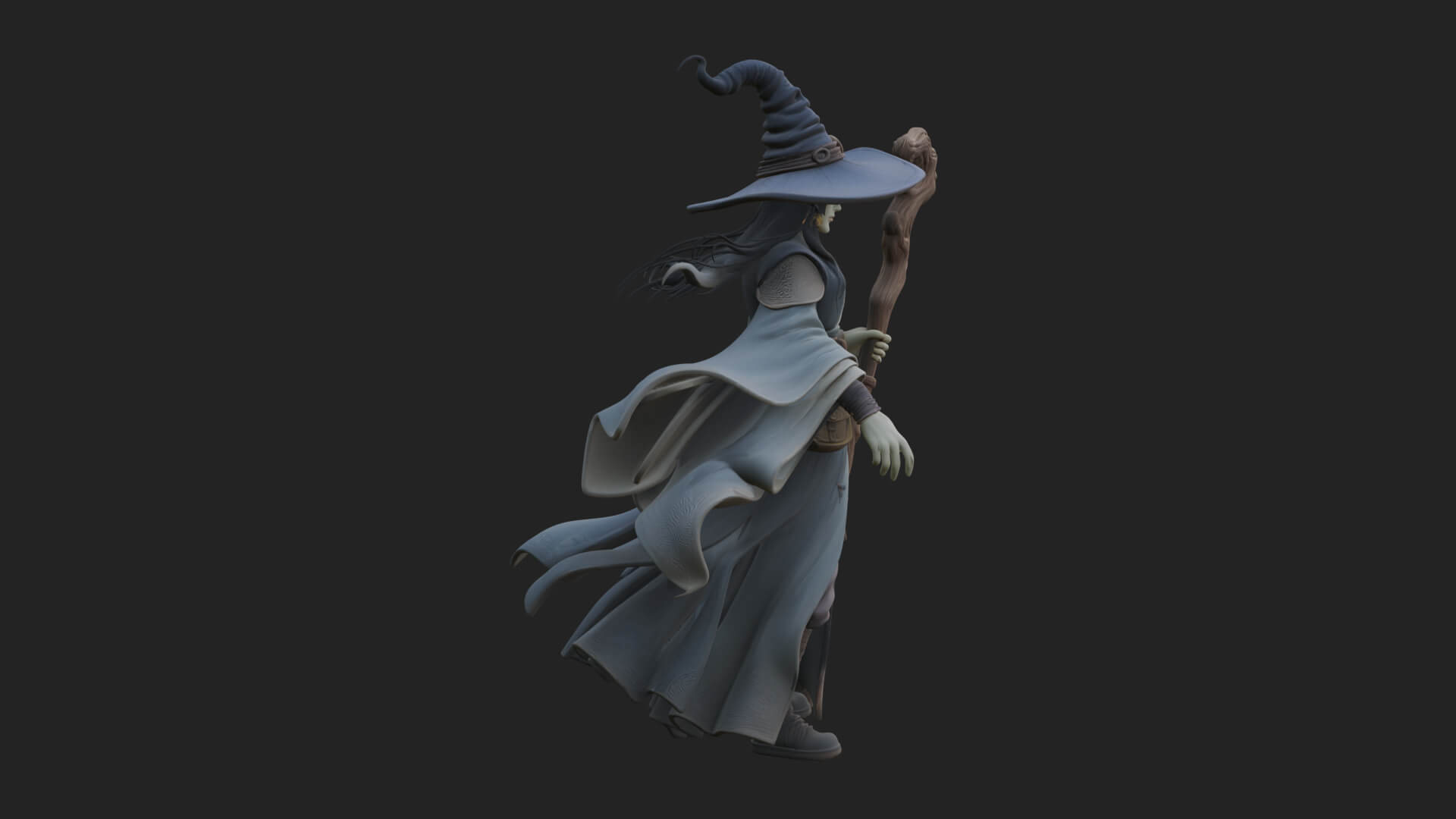Witch Hat Sorcerer Statue Design 9 3D Print Model 3D Model