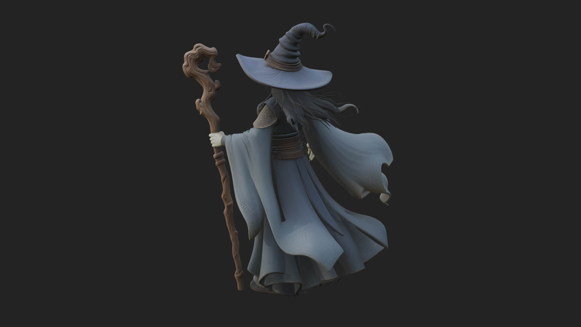 Witch Hat Sorcerer Statue Design 9 3D Print Model 3D Model