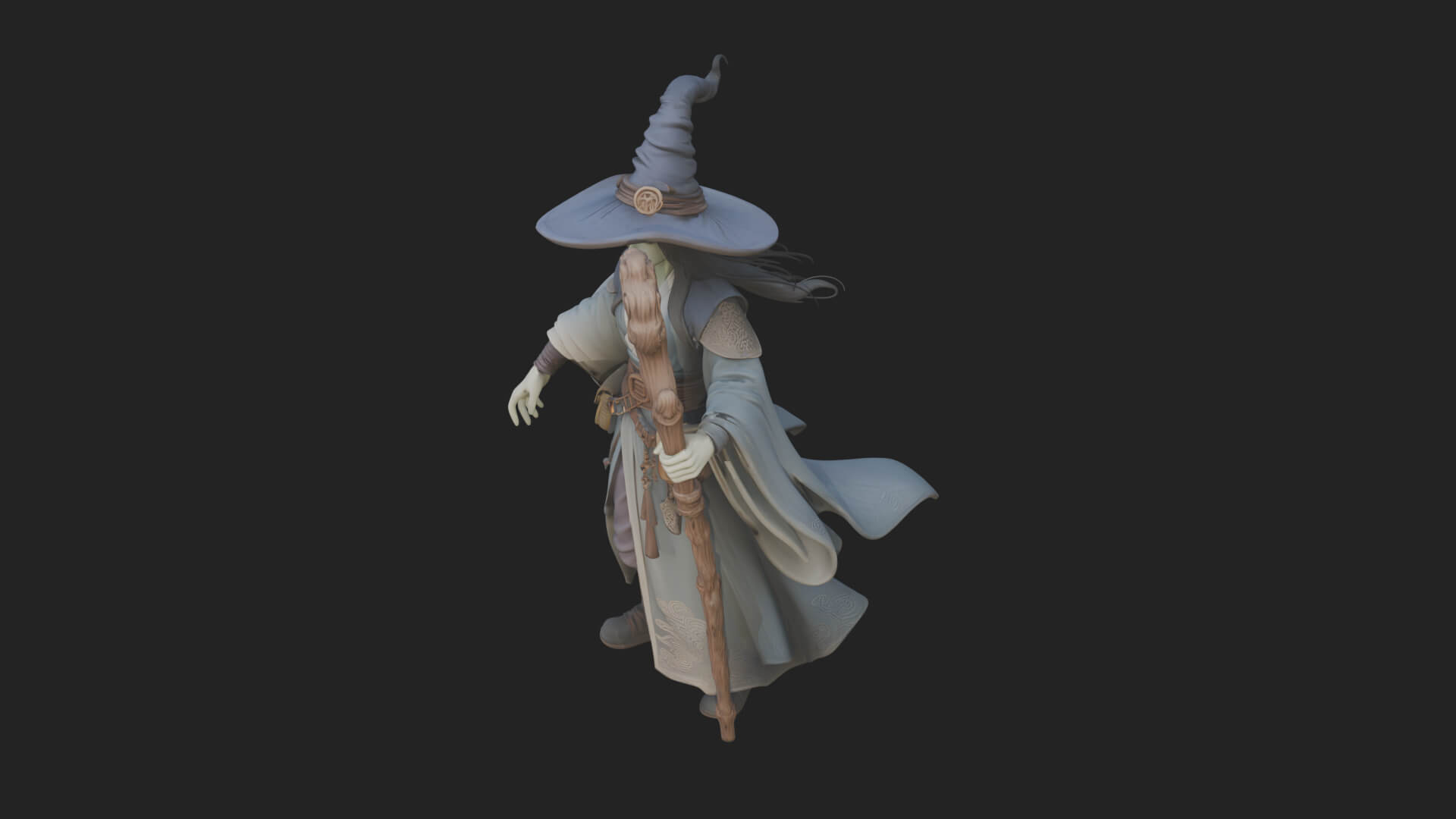 Witch Hat Sorcerer Statue Design 9 3D Print Model 3D Model