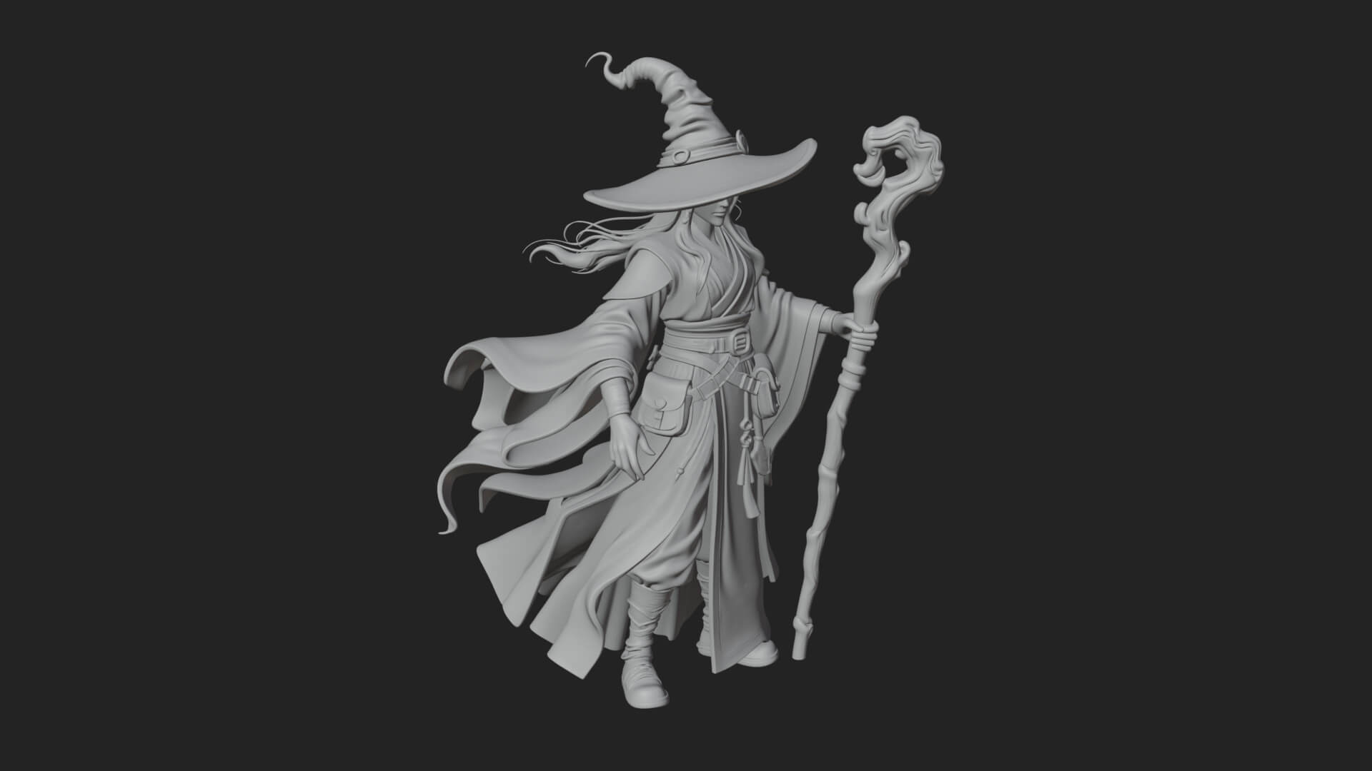 Witch Hat Sorcerer Statue Design 9 3D Print Model 3D Model