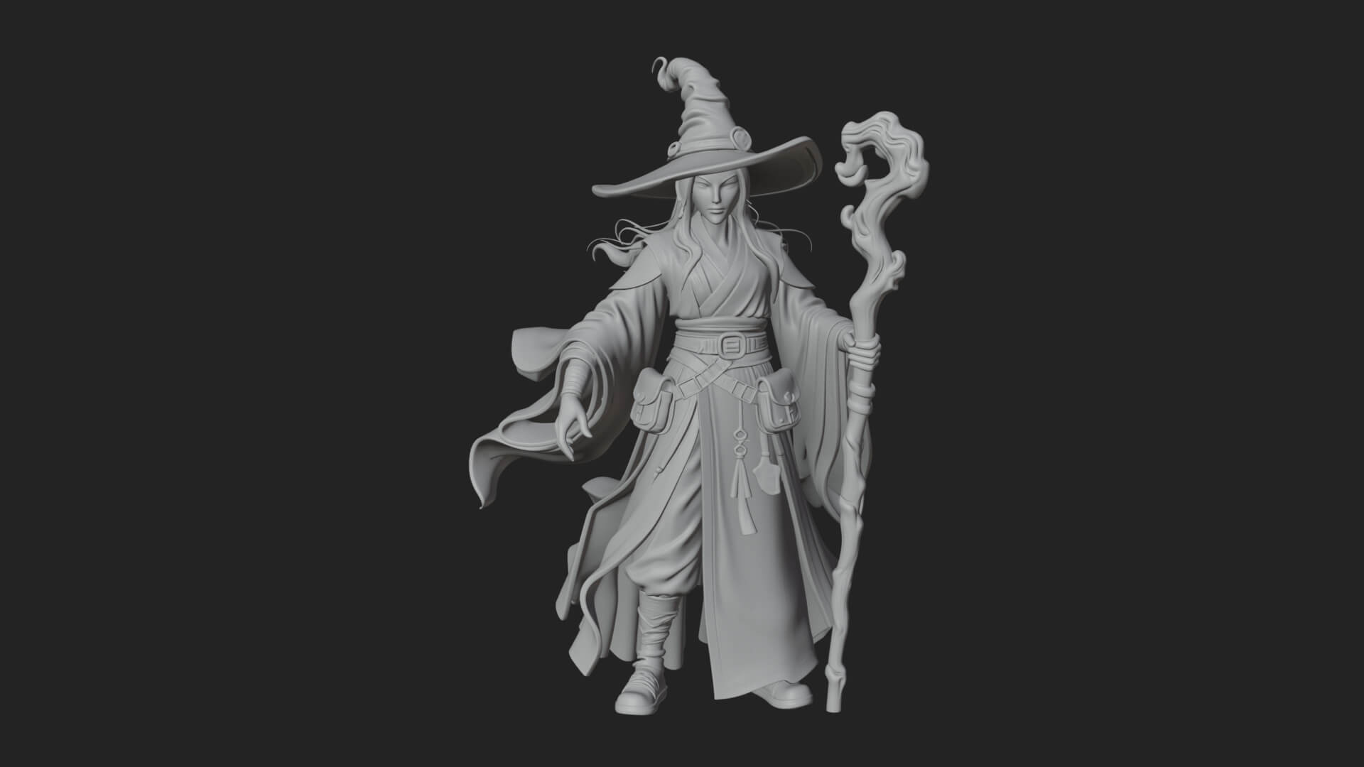 Witch Hat Sorcerer Statue Design 9 3D Print Model 3D Model
