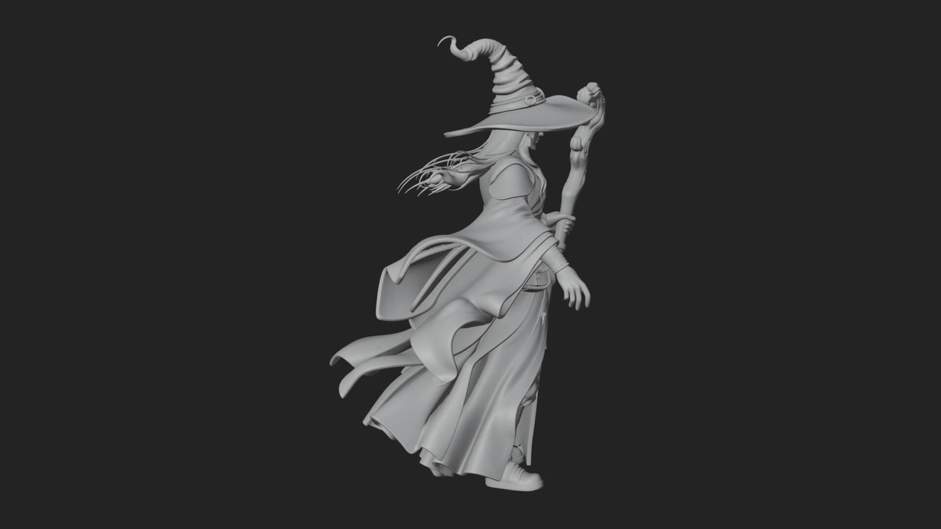 Witch Hat Sorcerer Statue Design 9 3D Print Model 3D Model