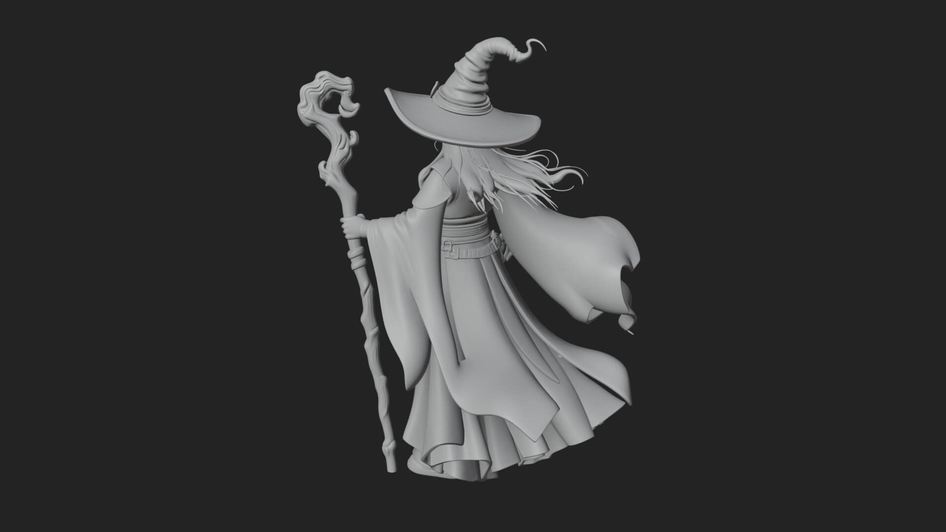 Witch Hat Sorcerer Statue Design 9 3D Print Model 3D Model