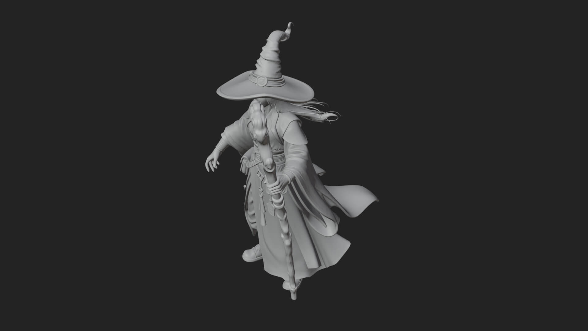 Witch Hat Sorcerer Statue Design 9 3D Print Model 3D Model