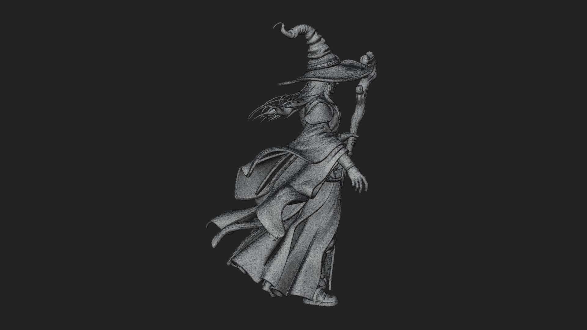 Witch Hat Sorcerer Statue Design 9 3D Print Model 3D Model