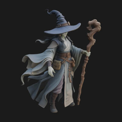 Witch Hat Sorcerer Statue Design 9 3D Print Model