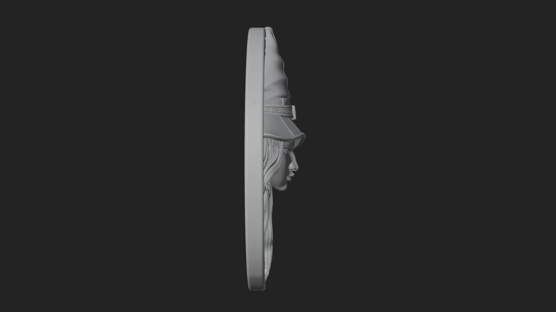 Witch Hat Woman Oval Plaque Design 1 3D Print Model 3D Model