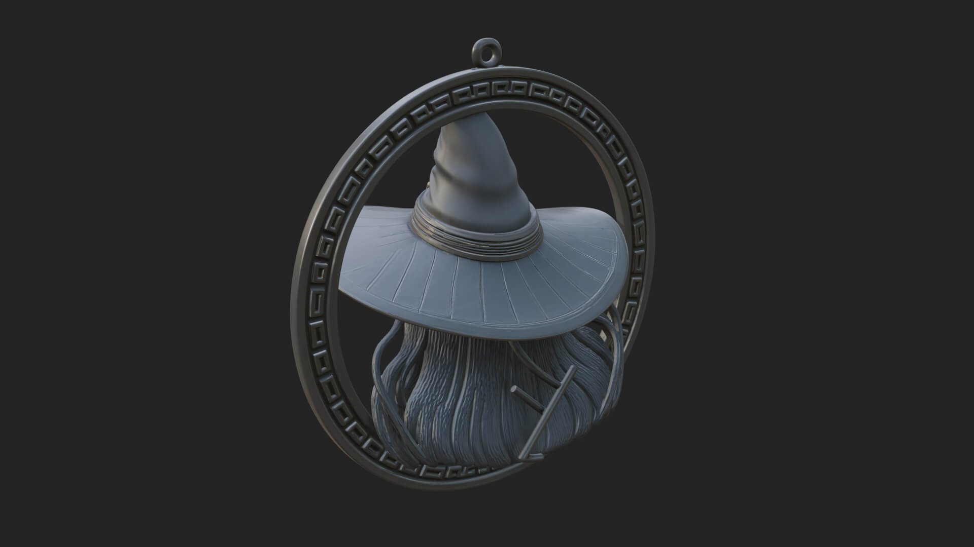 Witch Hat Woman Oval Plaque Design 2 3D Print Model 3D Model