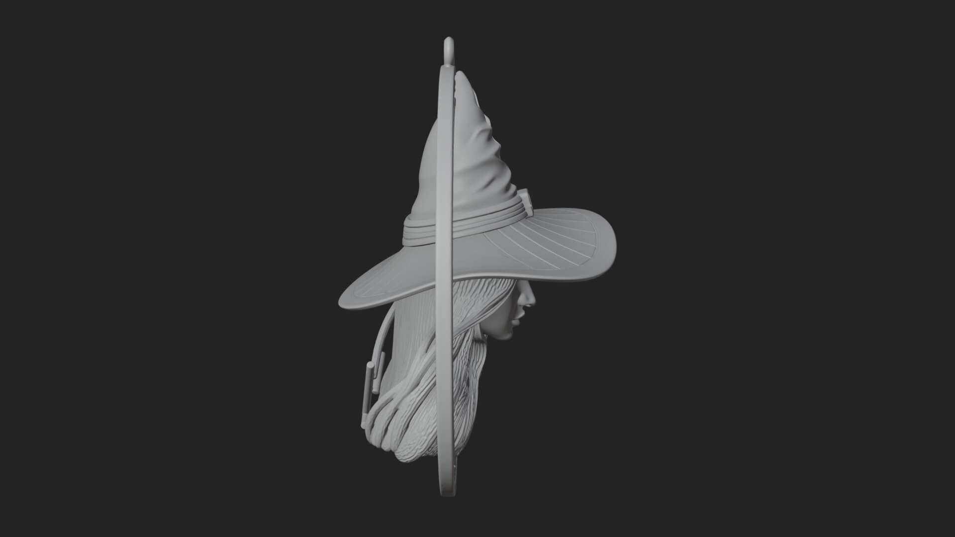 Witch Hat Woman Oval Plaque Design 2 3D Print Model 3D Model