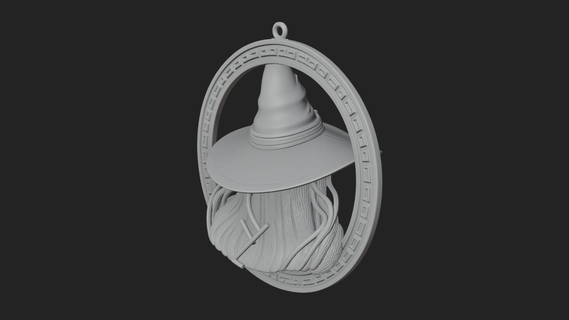 Witch Hat Woman Oval Plaque Design 2 3D Print Model 3D Model