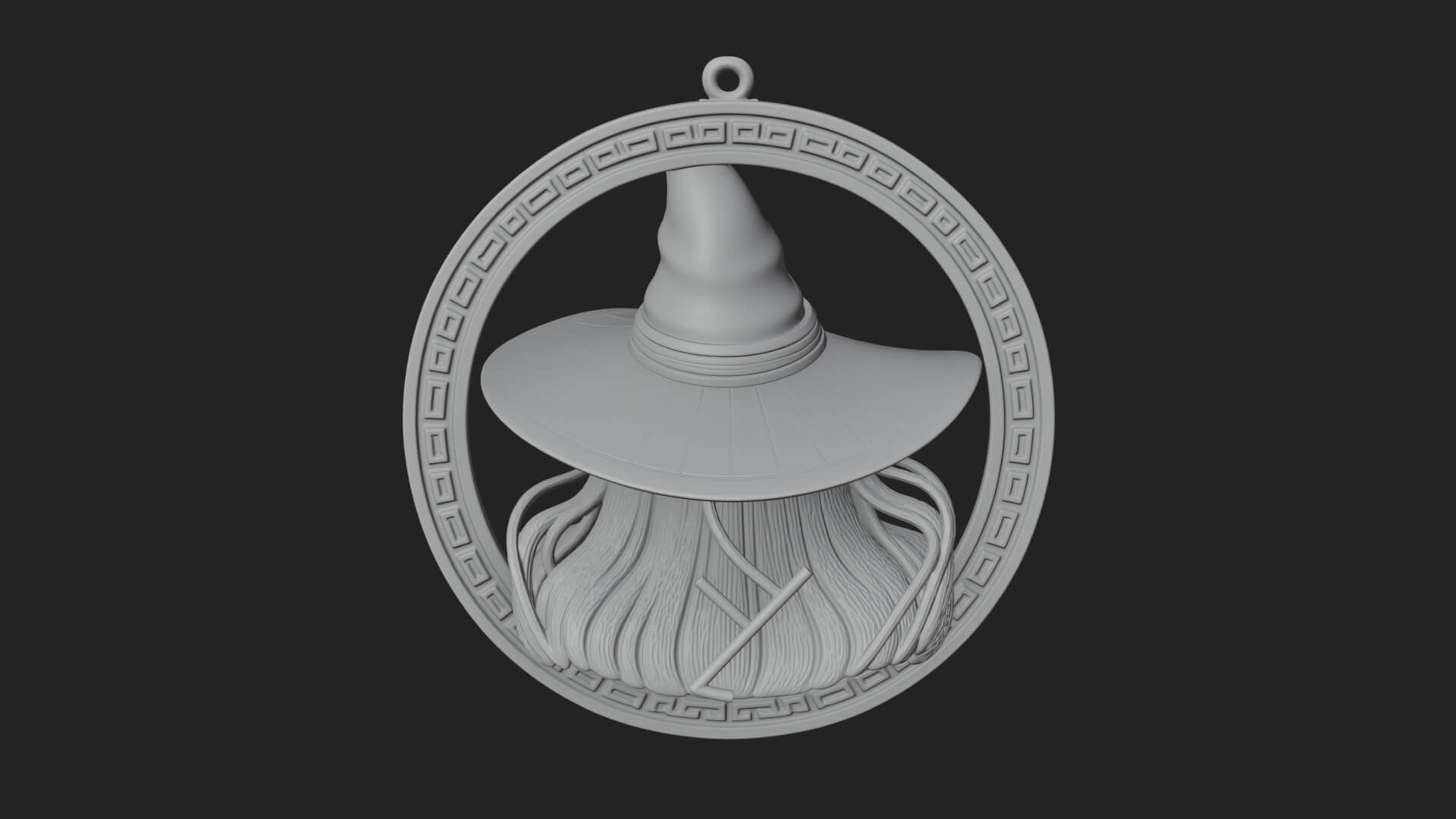 Witch Hat Woman Oval Plaque Design 2 3D Print Model 3D Model