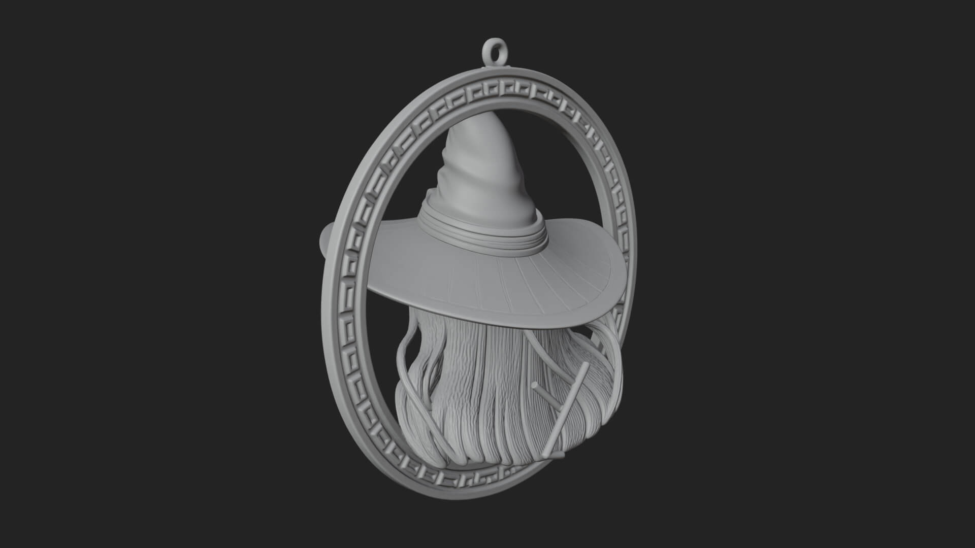 Witch Hat Woman Oval Plaque Design 2 3D Print Model 3D Model
