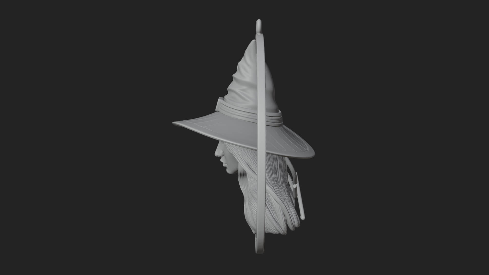 Witch Hat Woman Oval Plaque Design 2 3D Print Model 3D Model