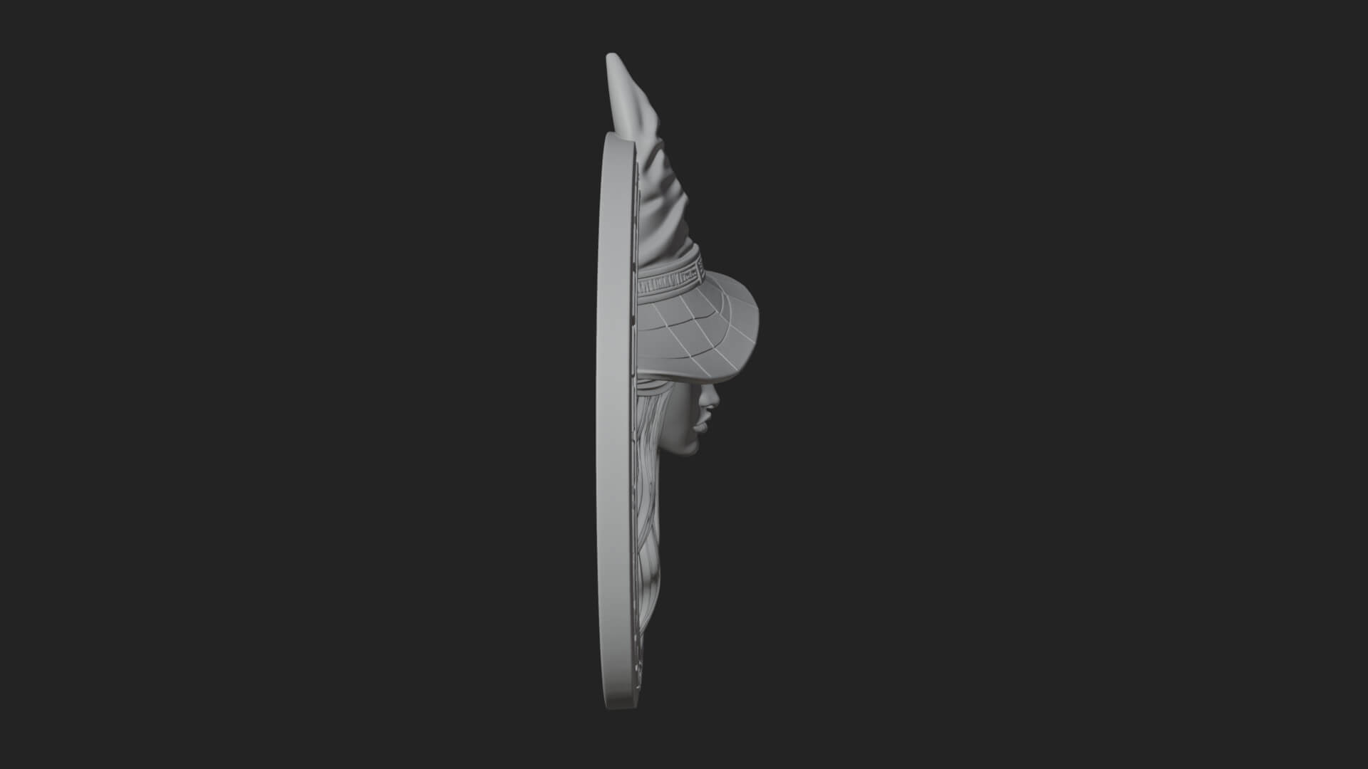 Witch Hat Woman Oval Plaque Design 3 3D Print Model 3D Model