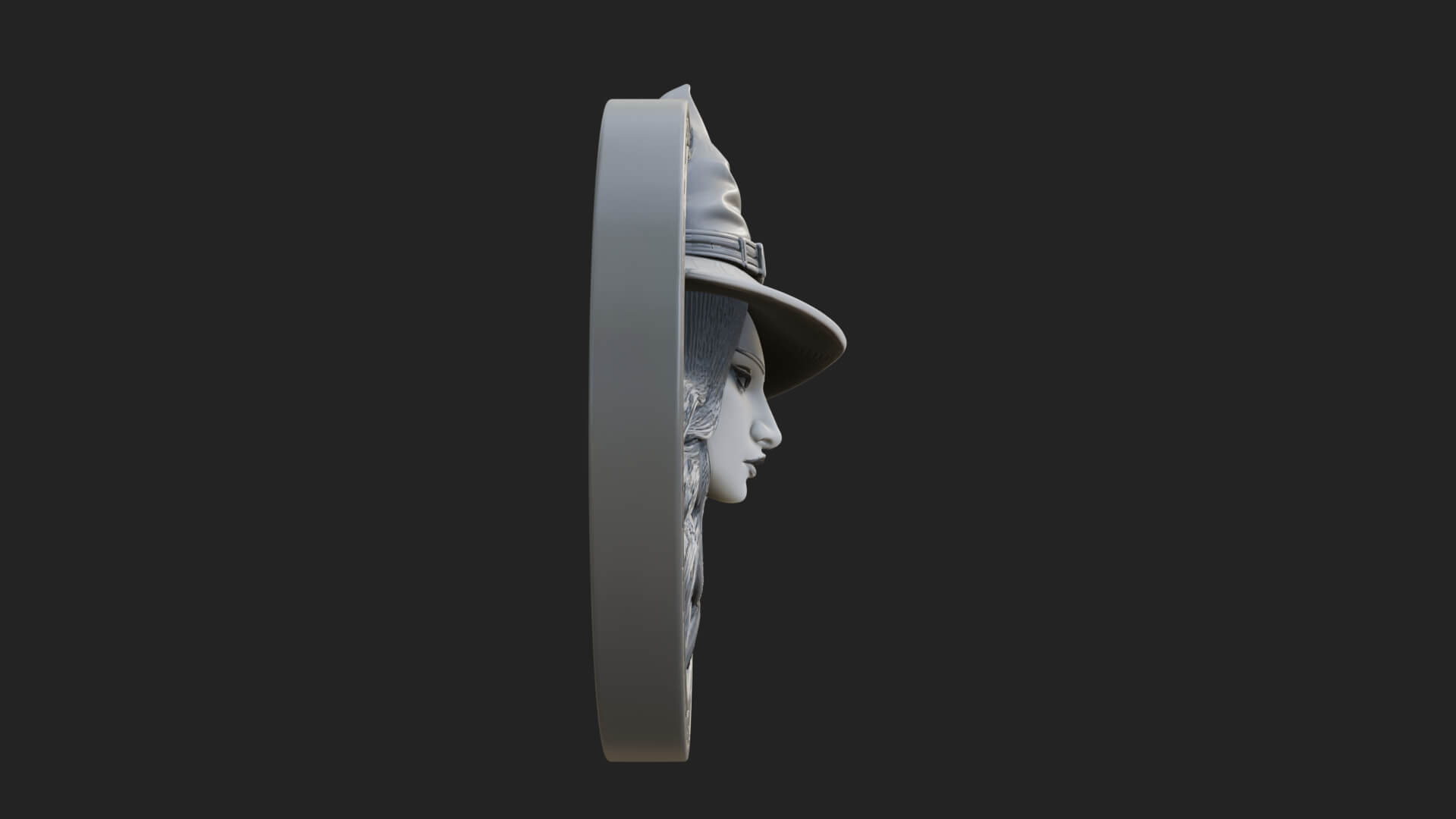 Witch Hat Woman Oval Plaque Design 4 3D Print Model 3D Model