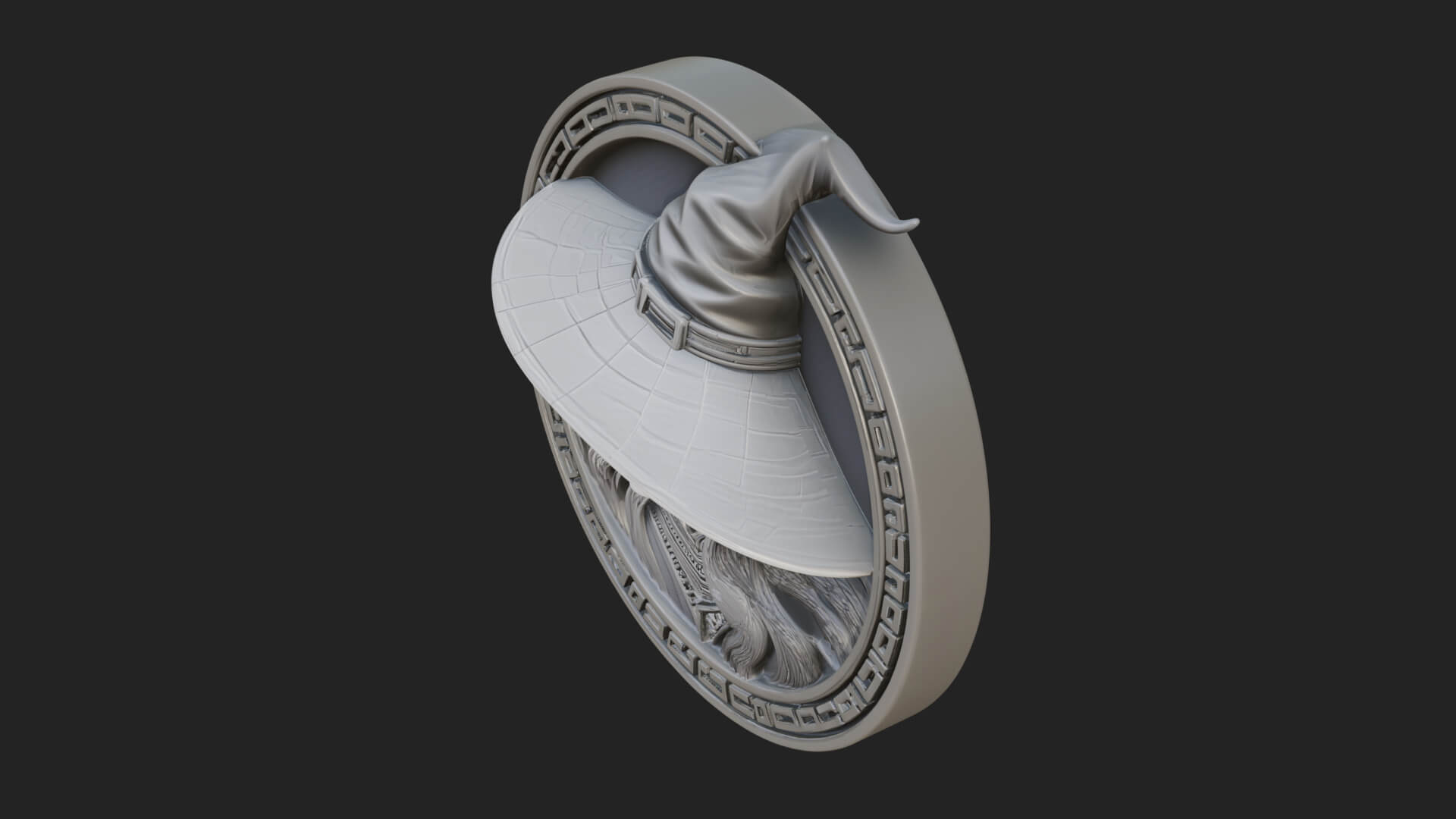 Witch Hat Woman Oval Plaque Design 4 3D Print Model 3D Model