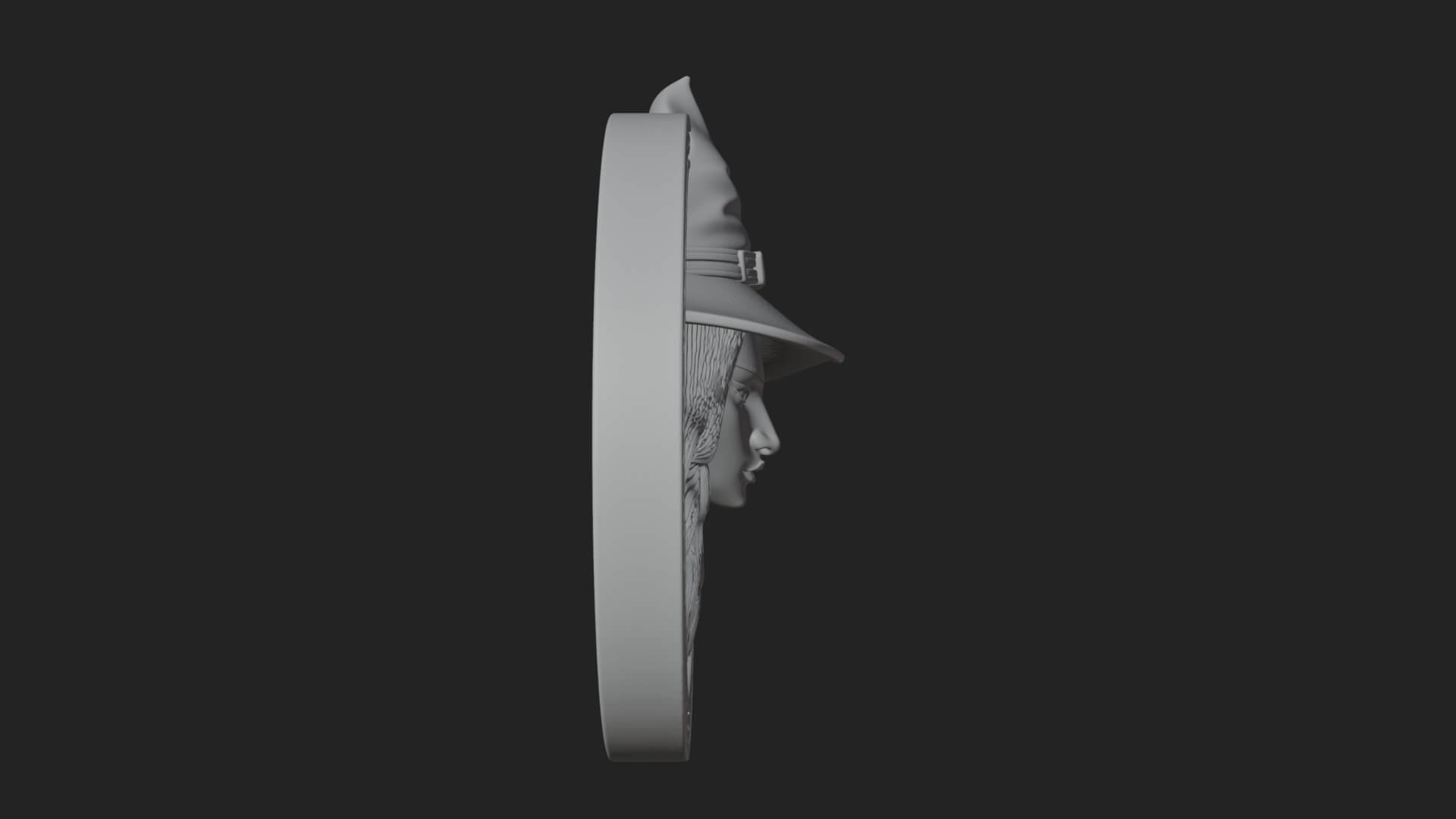 Witch Hat Woman Oval Plaque Design 4 3D Print Model 3D Model