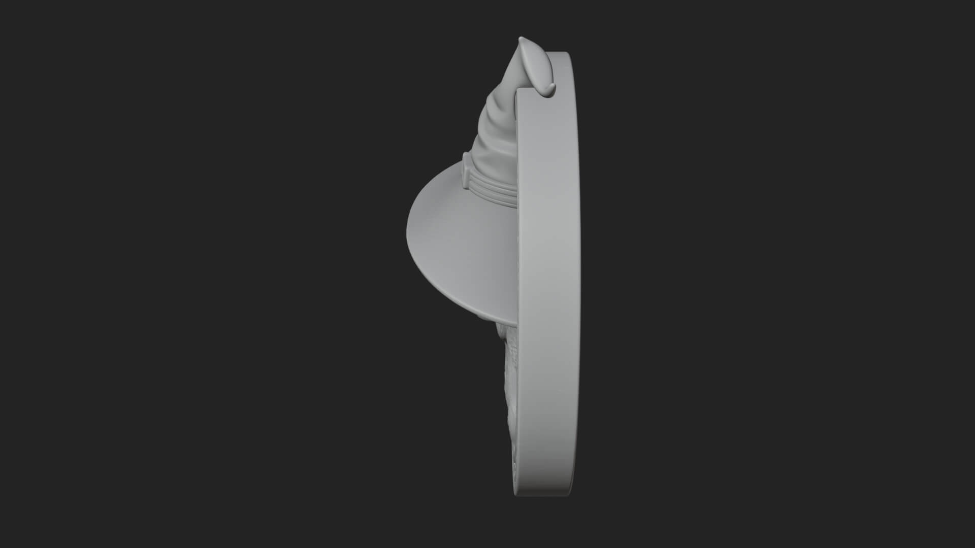 Witch Hat Woman Oval Plaque Design 4 3D Print Model 3D Model