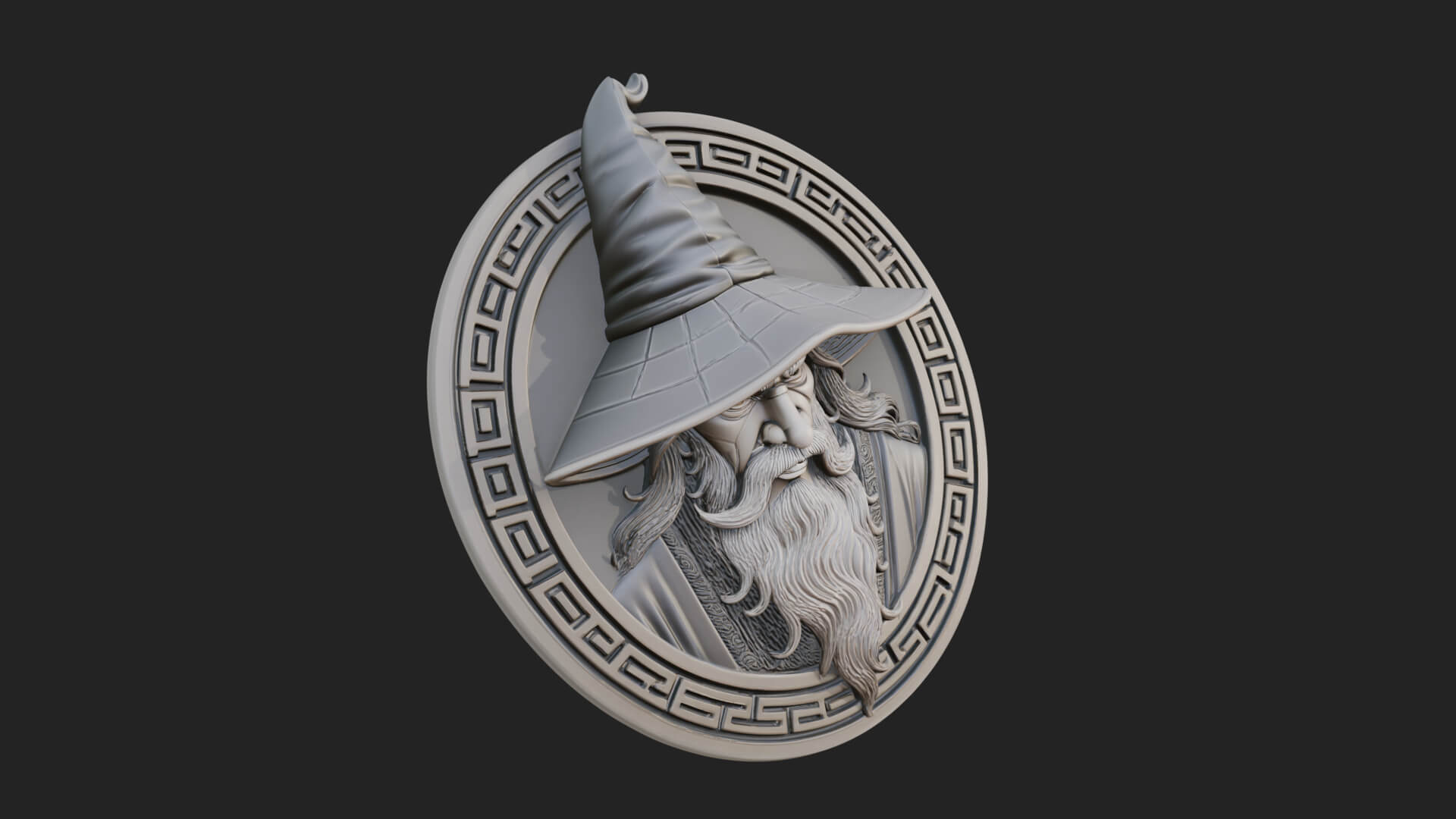 Wizard Hat Oval Relief Plaque Design 1 3D Print Model 3D Model
