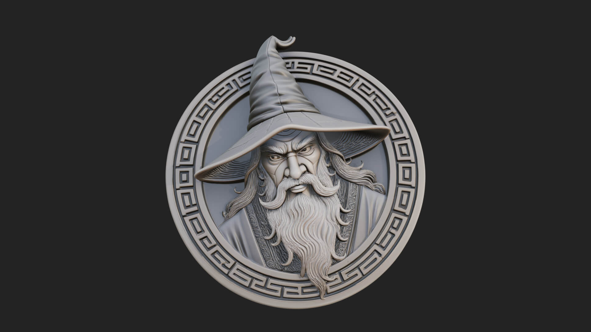 Wizard Hat Oval Relief Plaque Design 1 3D Print Model 3D Model