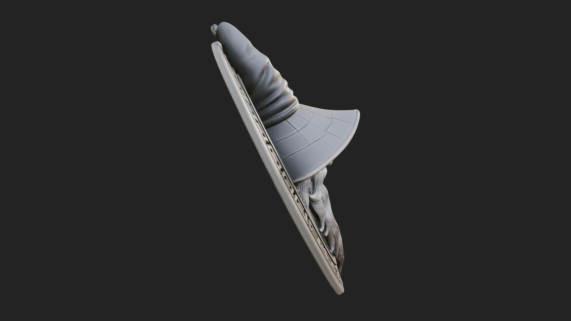 Wizard Hat Oval Relief Plaque Design 1 3D Print Model 3D Model