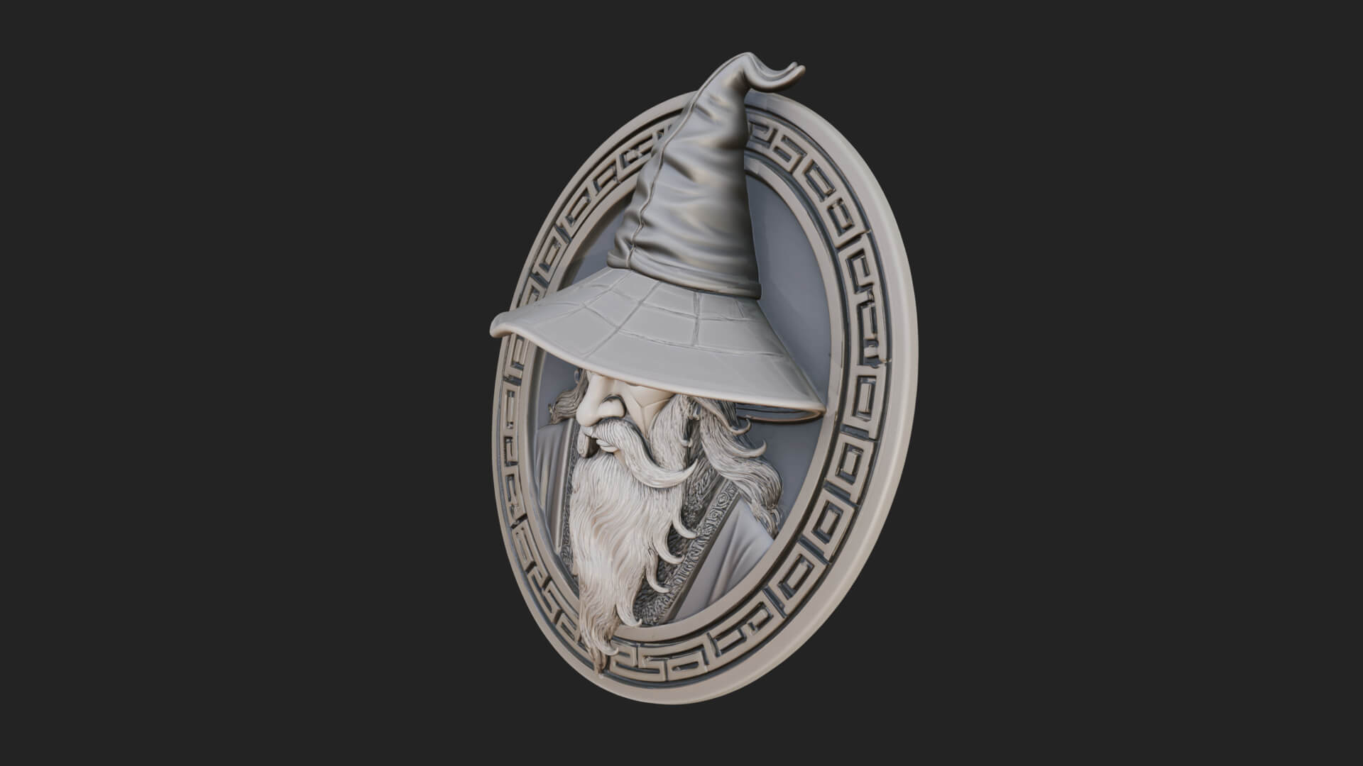 Wizard Hat Oval Relief Plaque Design 1 3D Print Model 3D Model