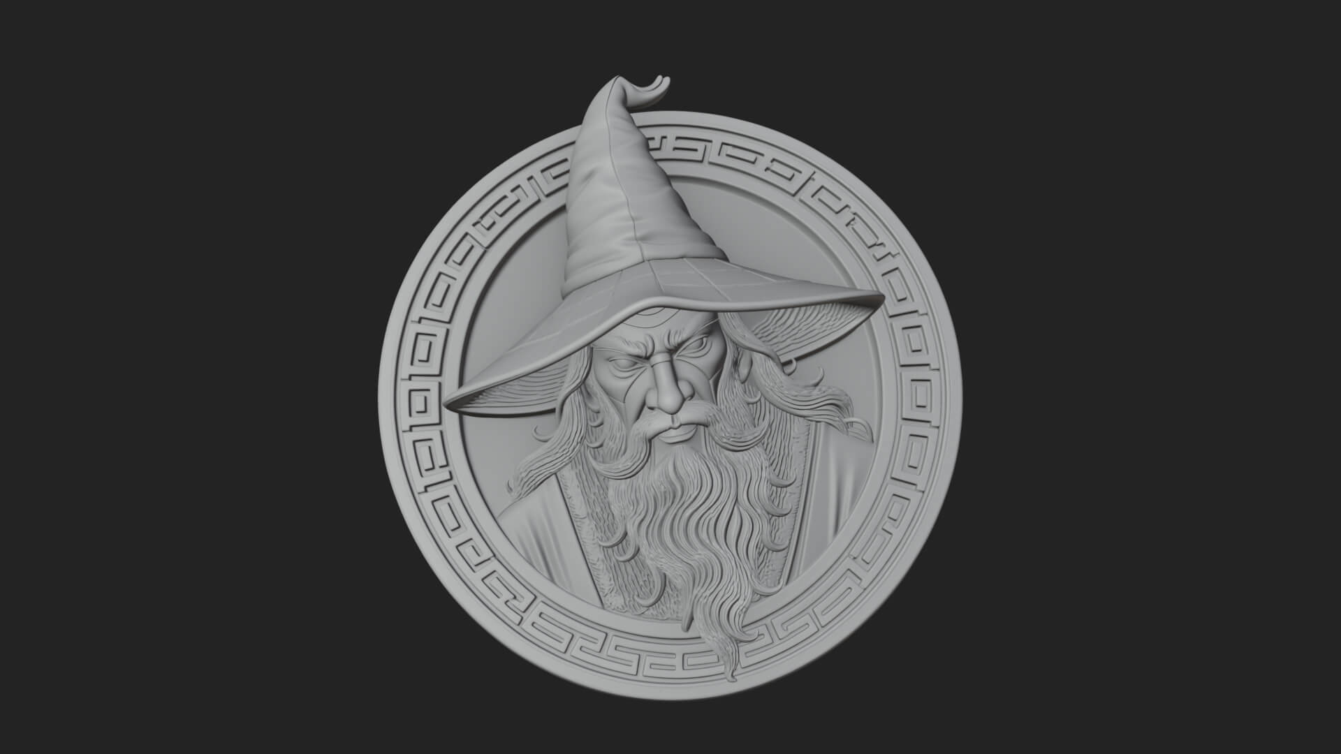 Wizard Hat Oval Relief Plaque Design 1 3D Print Model 3D Model