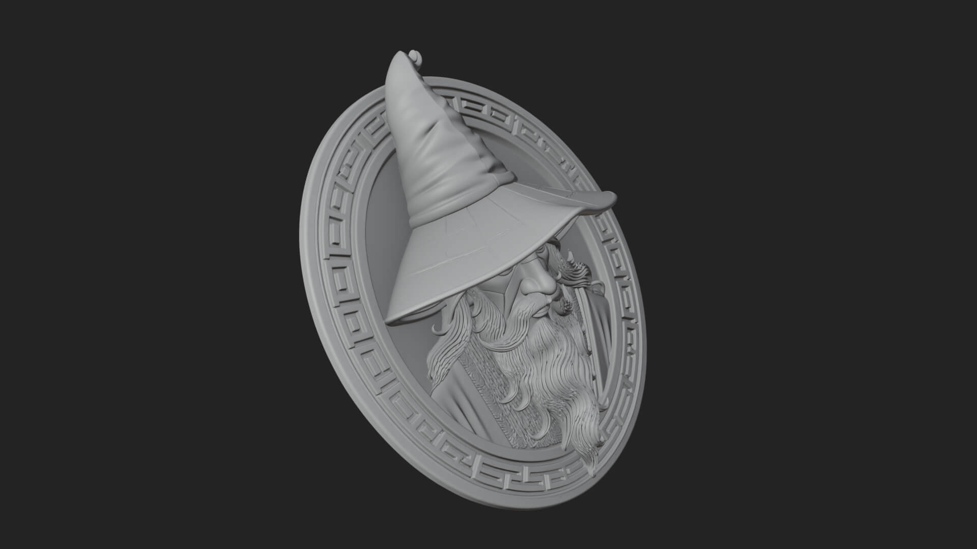 Wizard Hat Oval Relief Plaque Design 1 3D Print Model 3D Model