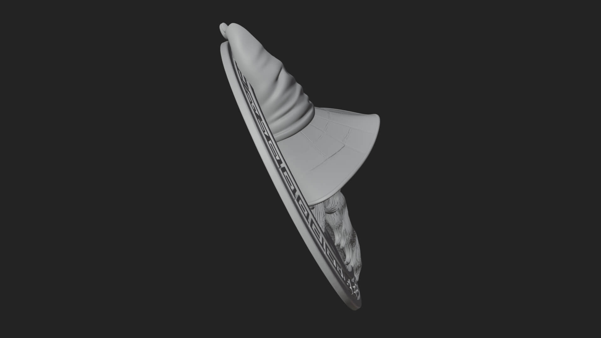 Wizard Hat Oval Relief Plaque Design 1 3D Print Model 3D Model