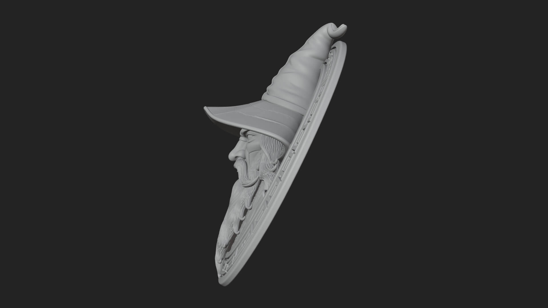 Wizard Hat Oval Relief Plaque Design 1 3D Print Model 3D Model