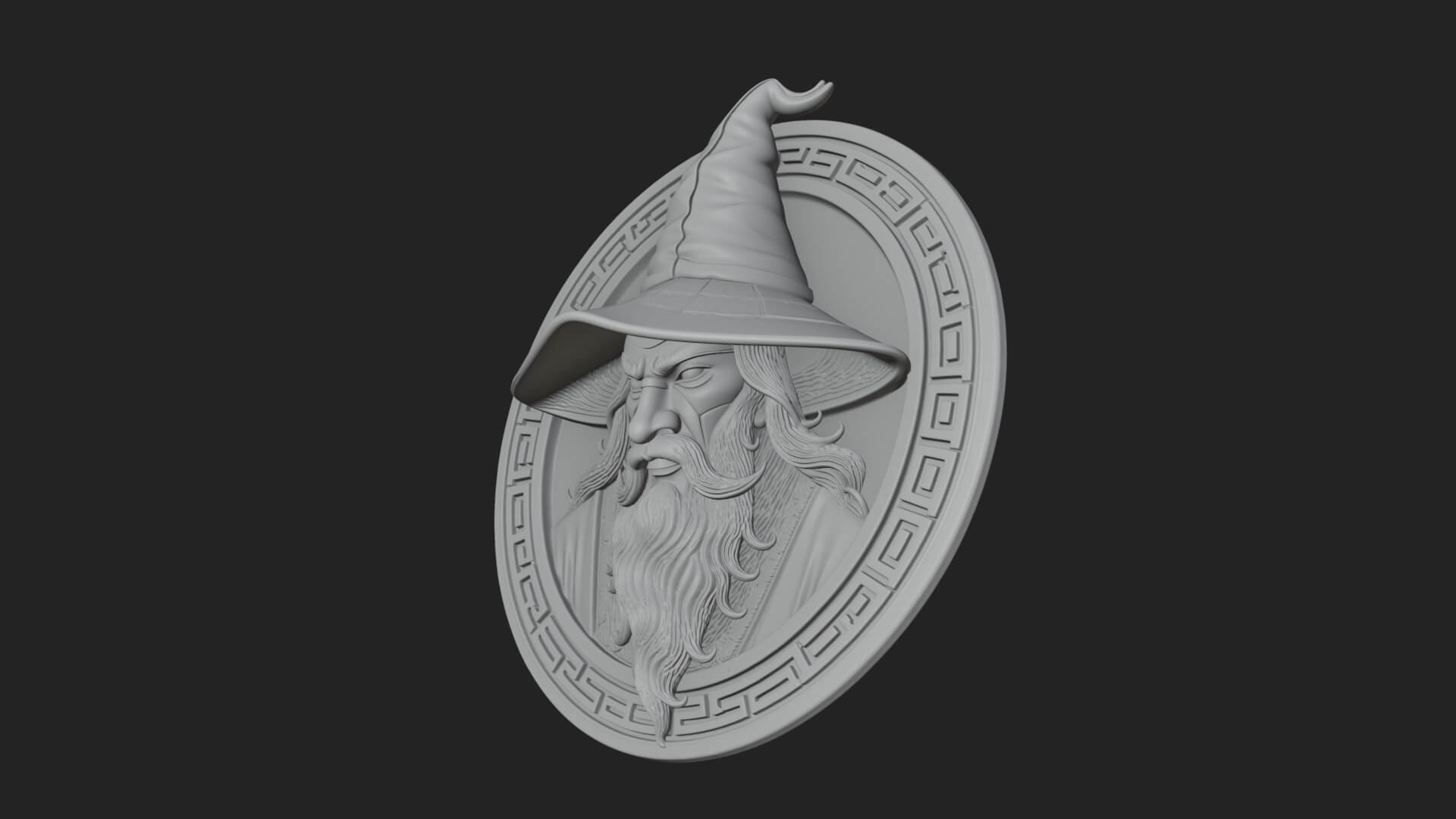 Wizard Hat Oval Relief Plaque Design 1 3D Print Model 3D Model