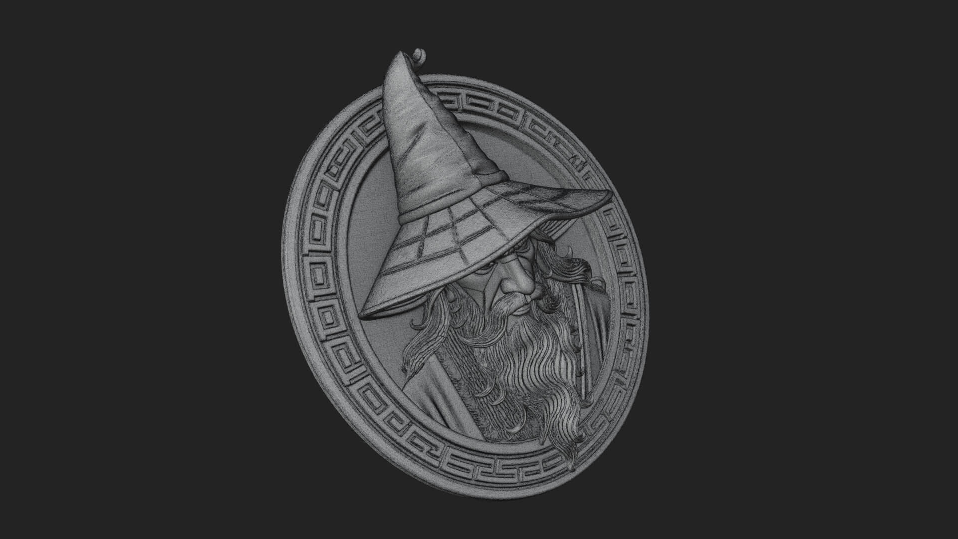 Wizard Hat Oval Relief Plaque Design 1 3D Print Model 3D Model
