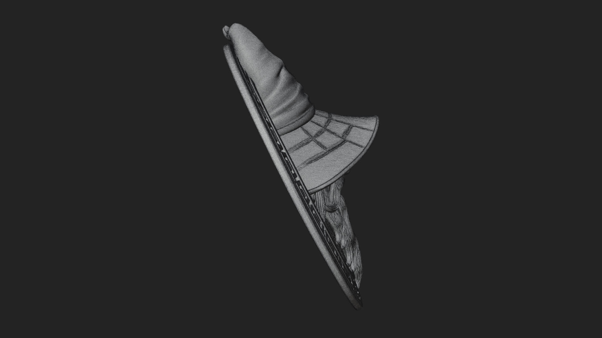 Wizard Hat Oval Relief Plaque Design 1 3D Print Model 3D Model