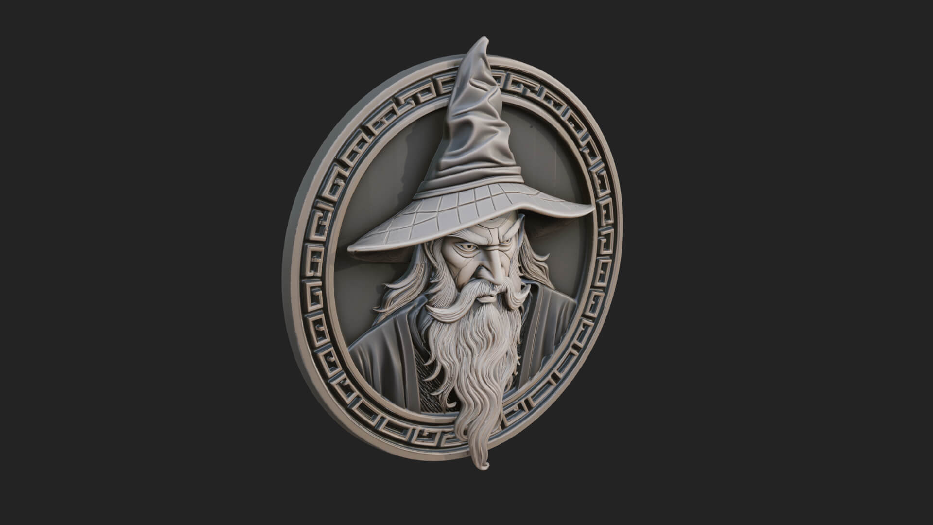 Wizard Hat Oval Relief Plaque Design 2 3D Print Model 3D Model