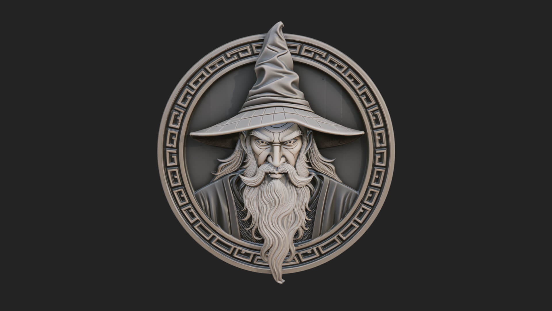 Wizard Hat Oval Relief Plaque Design 2 3D Print Model 3D Model