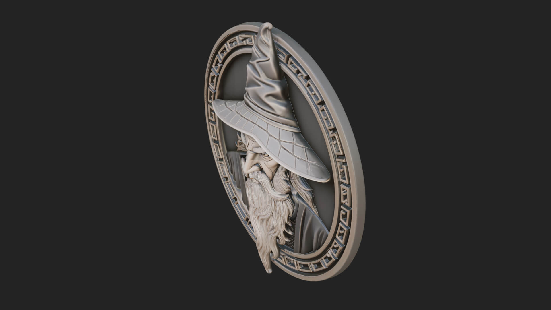 Wizard Hat Oval Relief Plaque Design 2 3D Print Model 3D Model