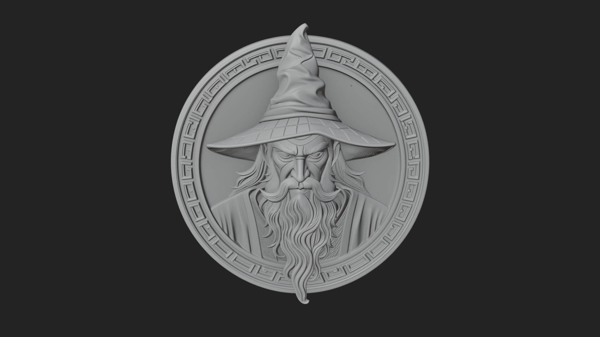 Wizard Hat Oval Relief Plaque Design 2 3D Print Model 3D Model