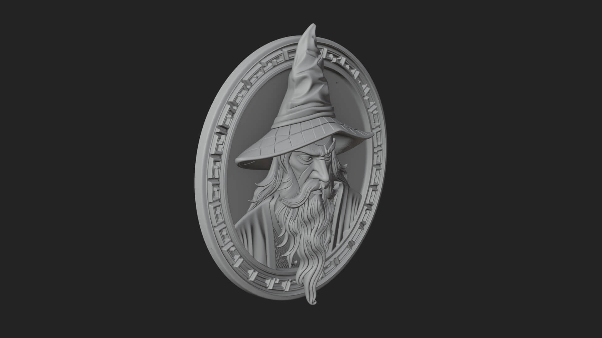 Wizard Hat Oval Relief Plaque Design 2 3D Print Model 3D Model