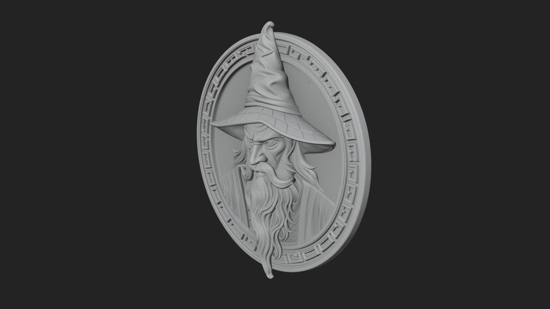 Wizard Hat Oval Relief Plaque Design 2 3D Print Model 3D Model