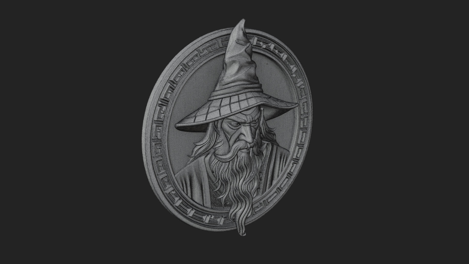 Wizard Hat Oval Relief Plaque Design 2 3D Print Model 3D Model