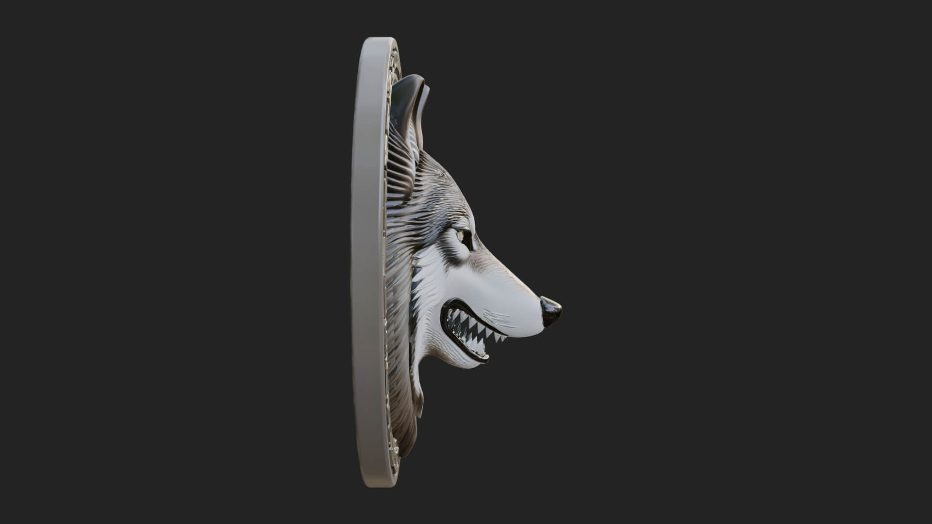 Wolf Head Oval Relief Plaque Design 1 3D Print Model 3D Model