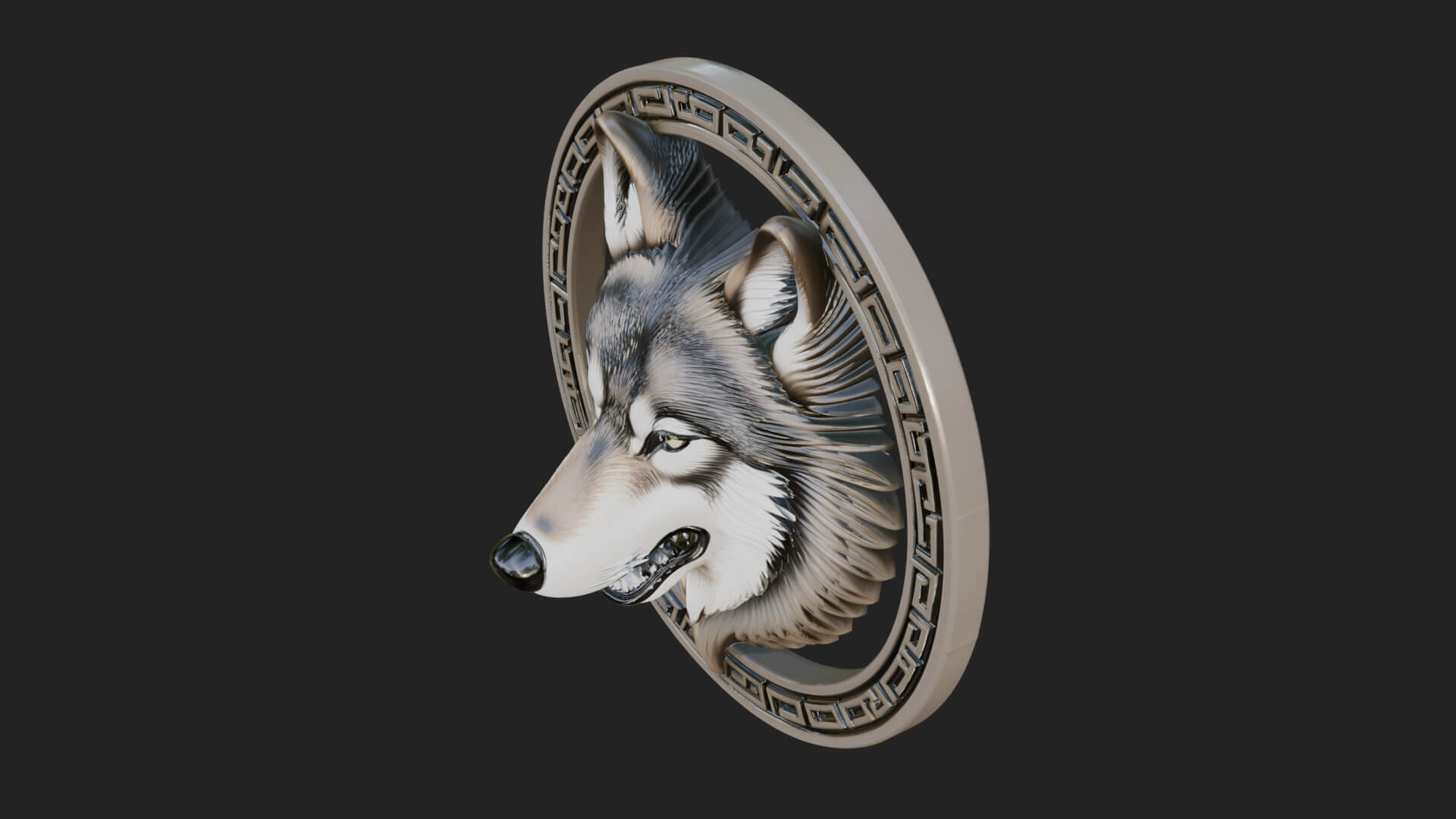 Wolf Head Oval Relief Plaque Design 1 3D Print Model 3D Model