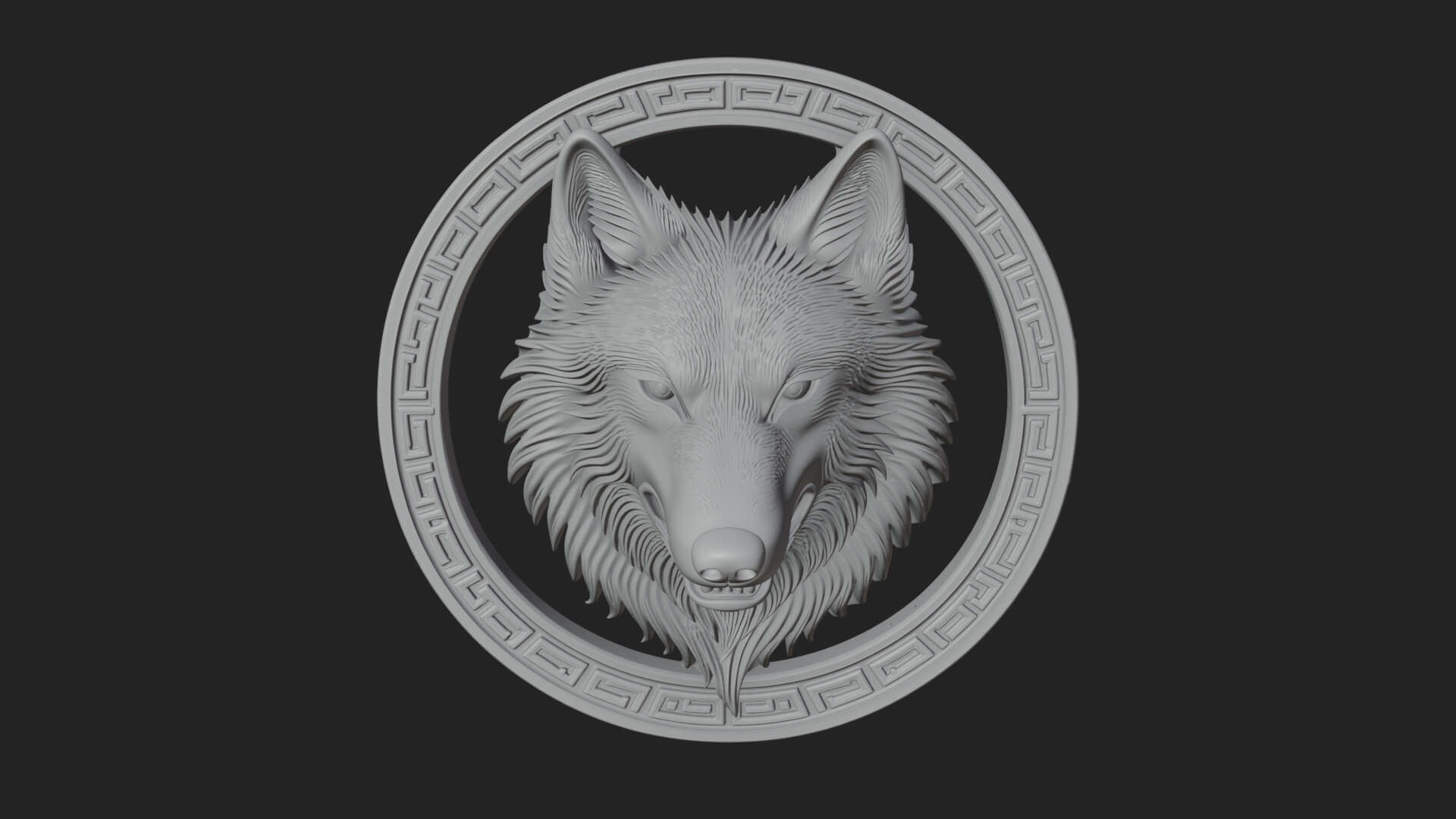 Wolf Head Oval Relief Plaque Design 1 3D Print Model 3D Model