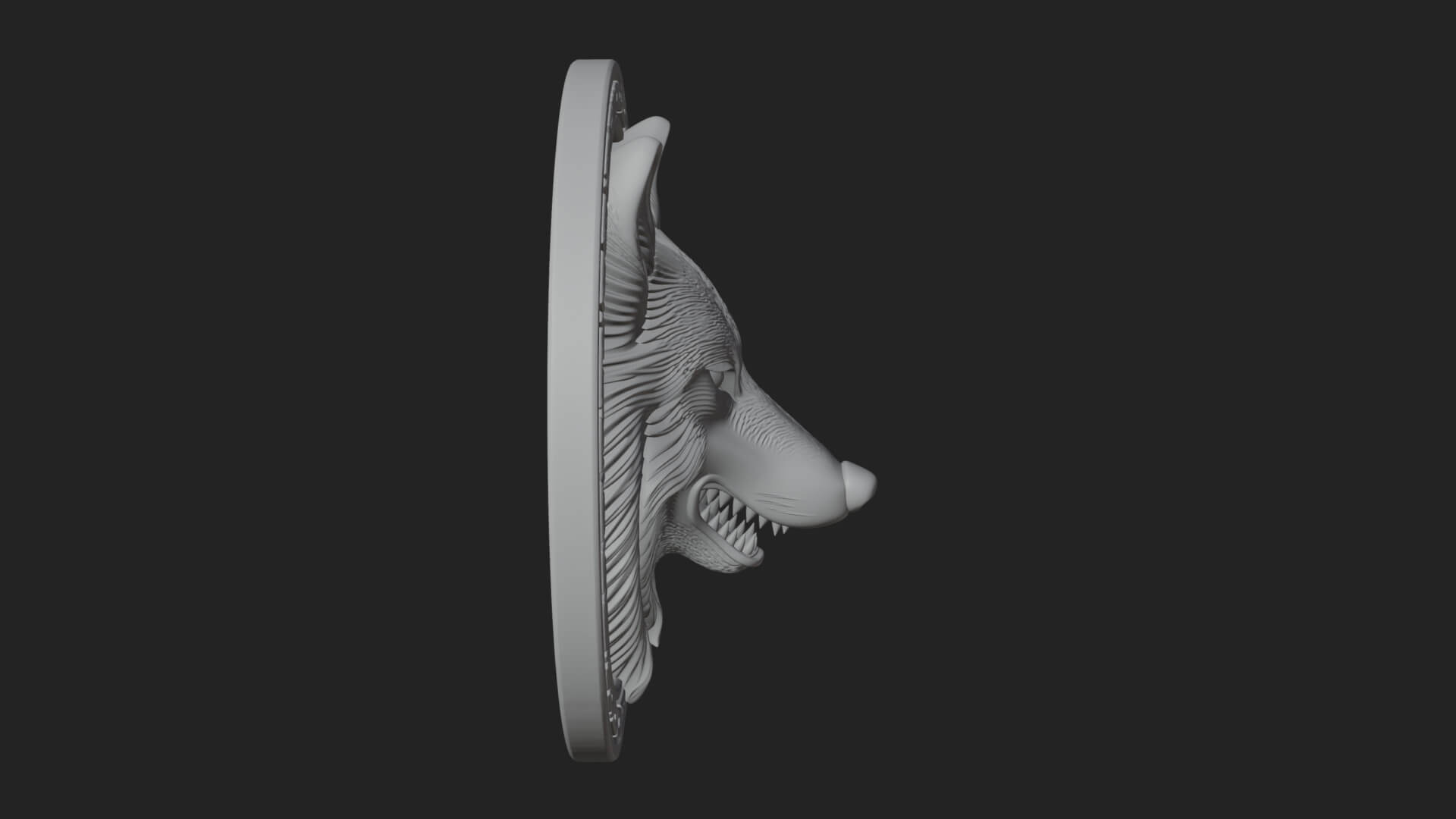 Wolf Head Oval Relief Plaque Design 1 3D Print Model 3D Model