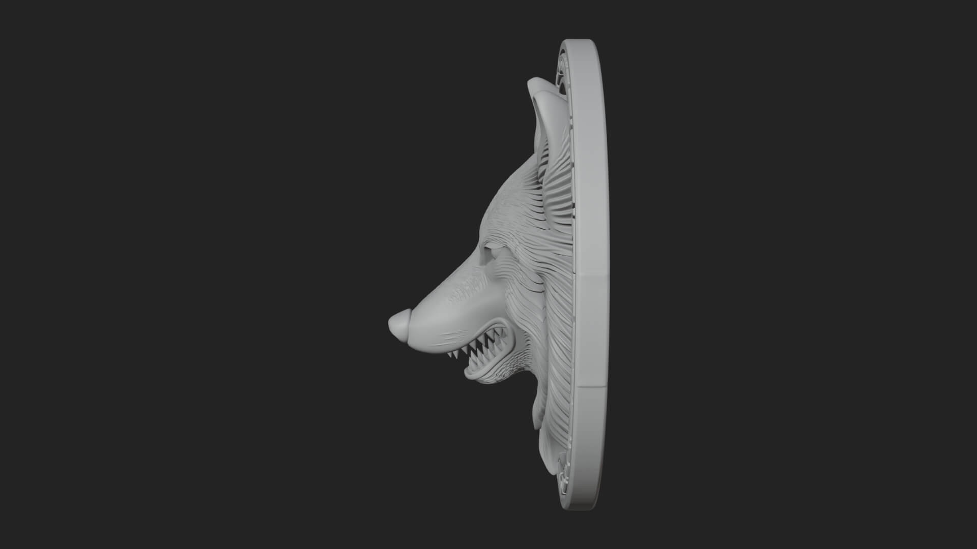 Wolf Head Oval Relief Plaque Design 1 3D Print Model 3D Model