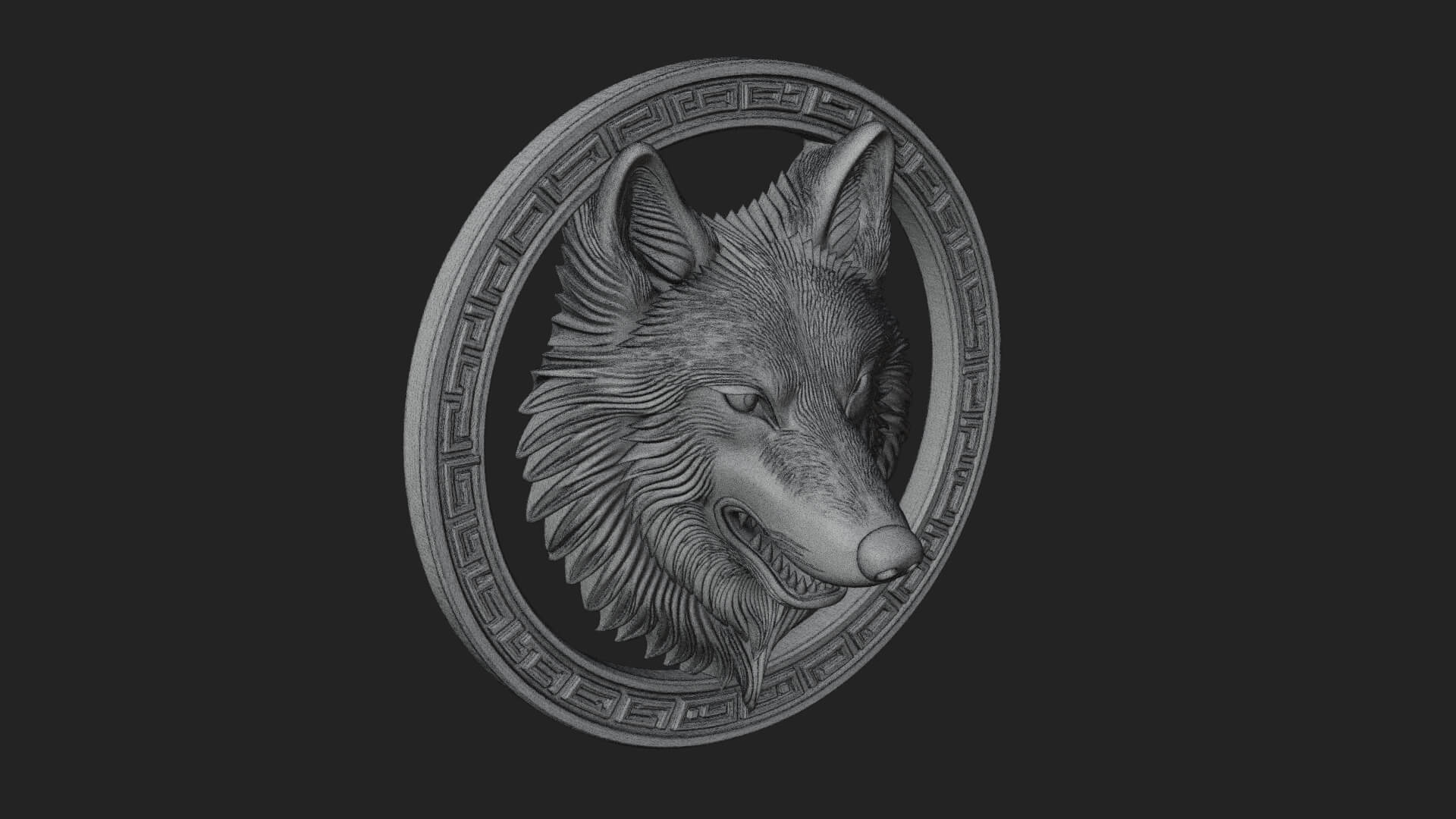 Wolf Head Oval Relief Plaque Design 1 3D Print Model 3D Model