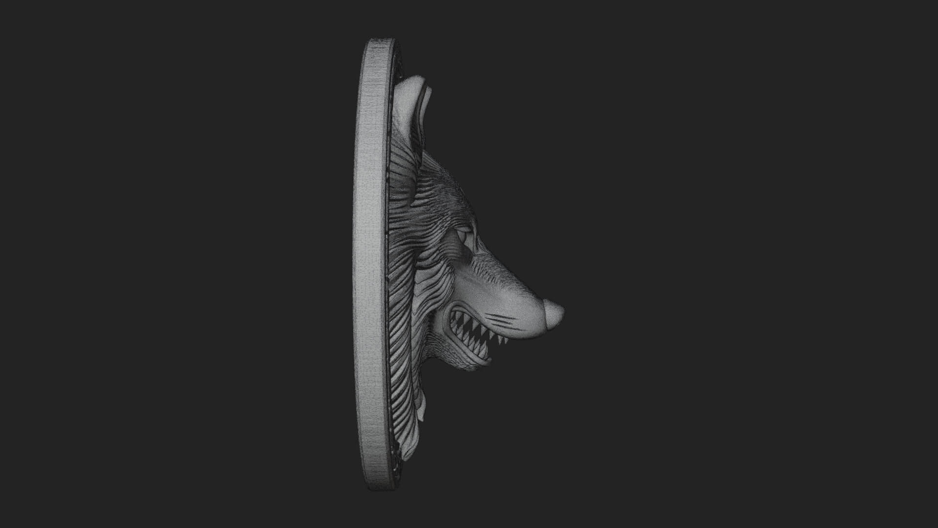 Wolf Head Oval Relief Plaque Design 1 3D Print Model 3D Model