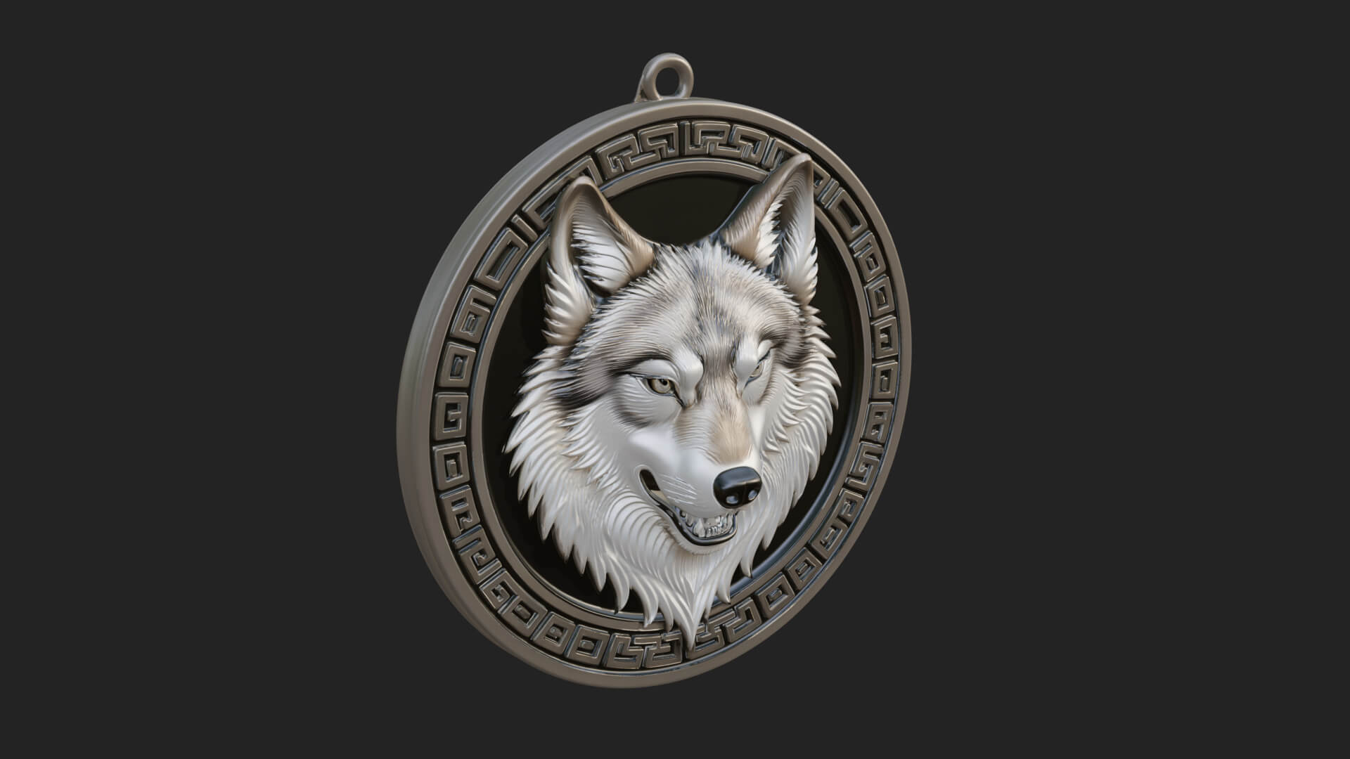 Wolf Head Oval Relief Plaque Design 2 3D Print Model 3D Model